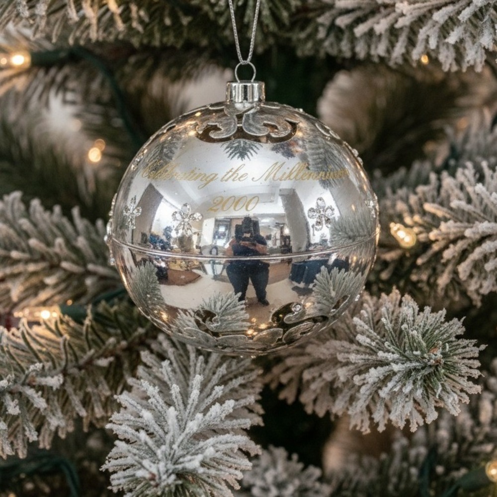 LENOX Now & Forever 2000 Silver Millennium Ball Ornament Potpourri Y2K